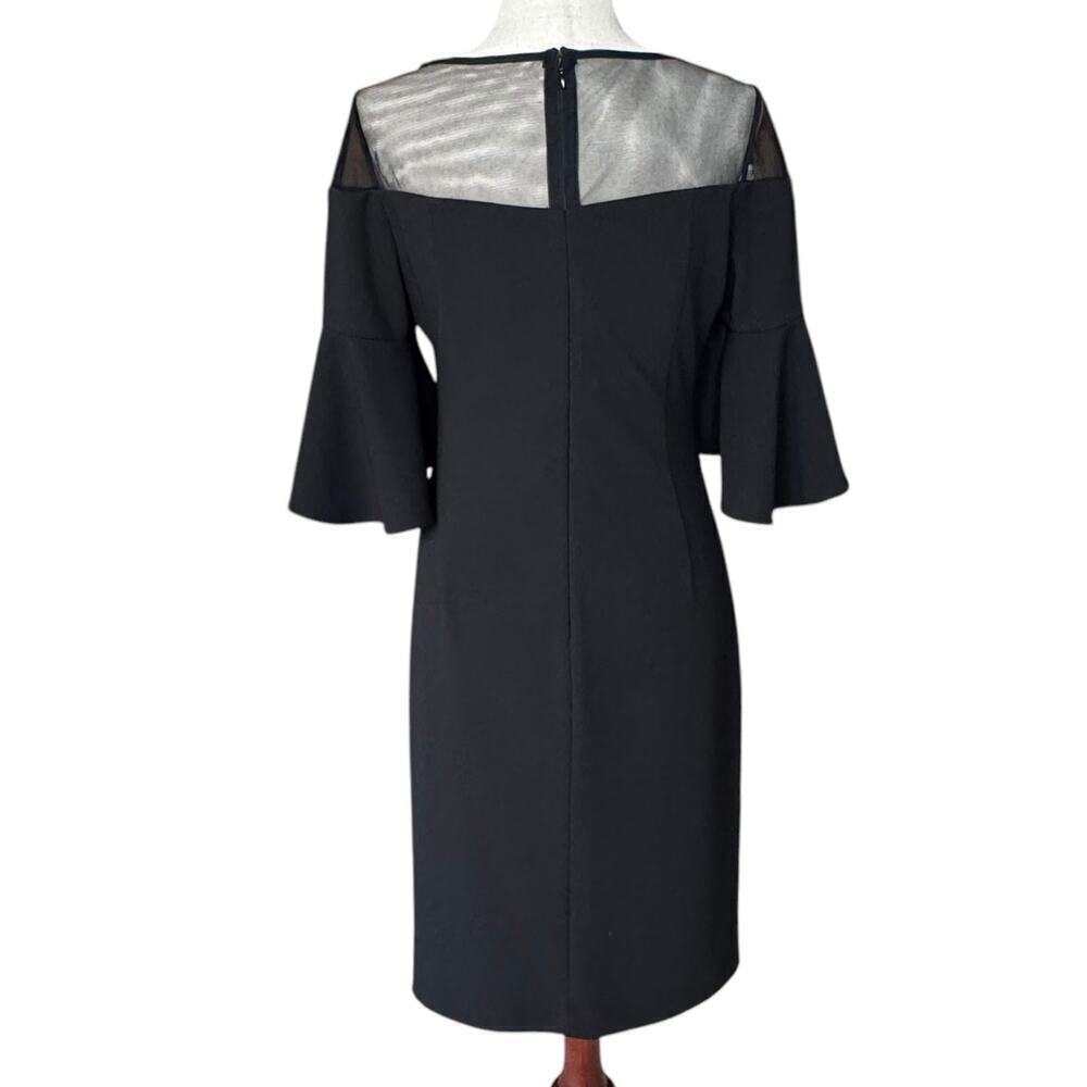 Calvin Klein Black Illusion Ruched Bell Sleeve Cocktail Dress, Women's Size 6 - Picture 5 of 15